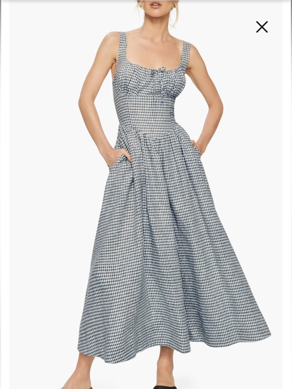 Reformation Balia Linen sundress size US4 slate check